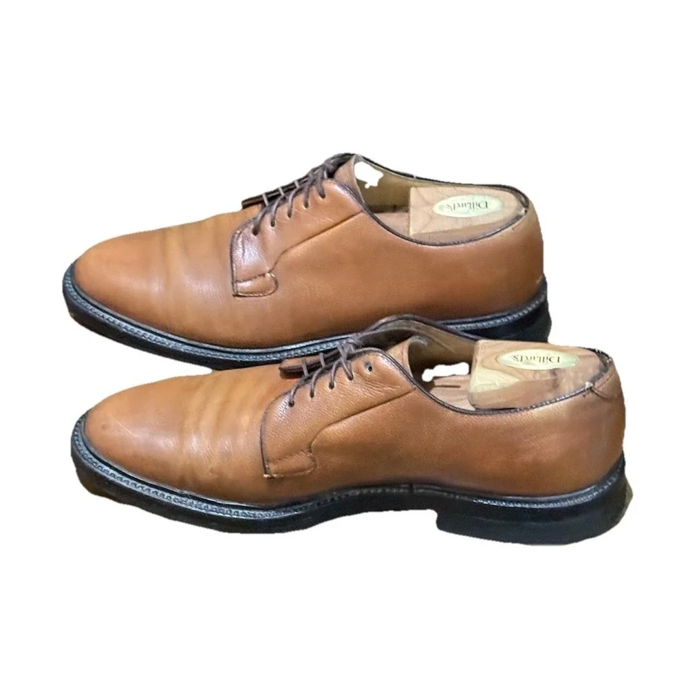 Nettleton Brown Calfskin Leather Plain Toe Blucher Dress Shoes‎ 9D/B Vintage